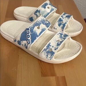CROCS classic out of this world Cloudy Blue and White Slide Sandals